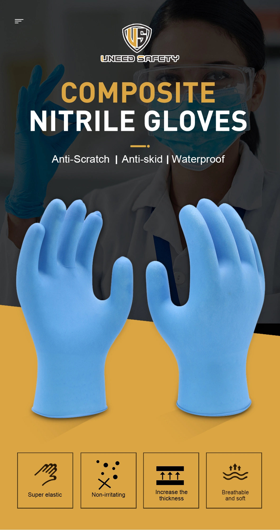 Free Nitrile Black Gloves Anti Acid Gloves Latex for Personal Use Safety Gloves