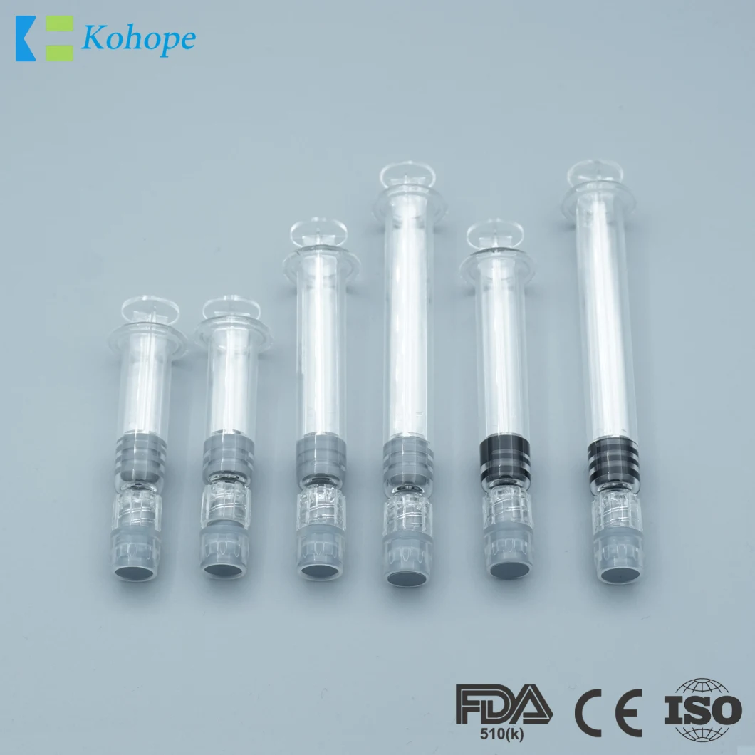 High Quality 1ml/3ml/5ml/10ml/20ml Plastic/Glass OEM China Sterile Medical Supply Surgical Prefilled Flush Syringe