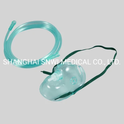 CE ISO Aprobado Hospital Médico PVC Desechable Mascarilla de oxígeno/Kit de máscara de nebulizador/Máscara Venturi/Máscara de oxígeno con bolsa de depósito