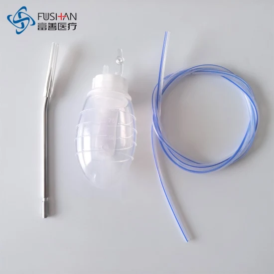 Tubo de drenaje de silicona con bulbo de silicona Drenaje de Jackson Pratt con depósito CE ISO Fushan Medical China Factory 100% silicona 100 150 200 400ml Bulb OEM ODM